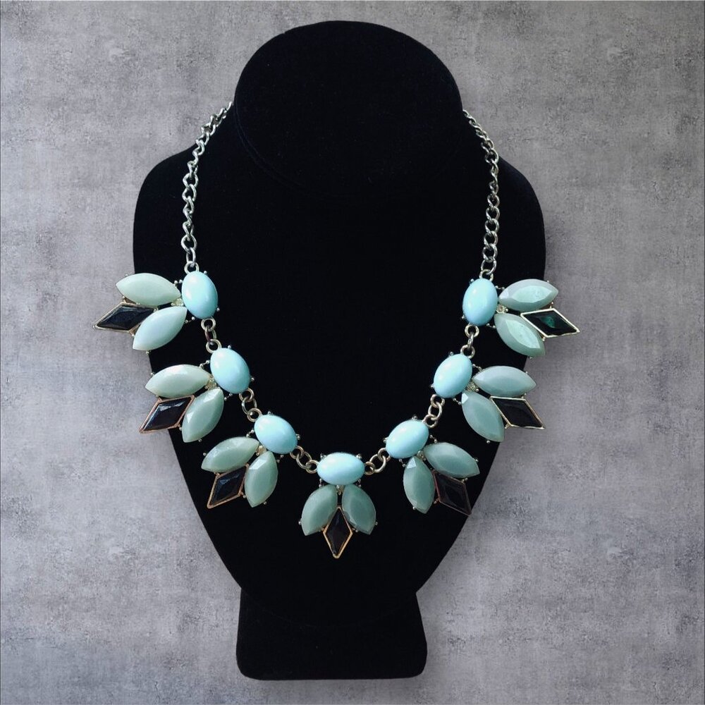 Multi-Color Statement Necklace Blue Green Black